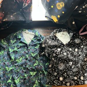 Black and Green Button Down Shirt with Unique Patterns